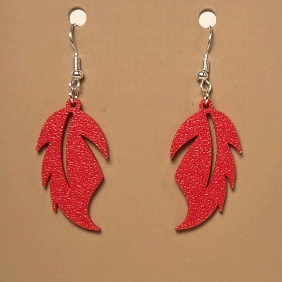 Boucle d'oreille en forme de Feuille avec crochets hypoallergéniques sans nickel